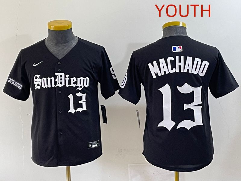 Youth 2025 San Diego Padres #13 Machado Black Five generations Joint Name Nike MLB Jersey style 12